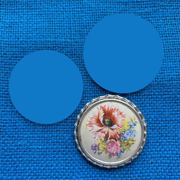 Porcelain Floral Brooch from St Uzienne Silver