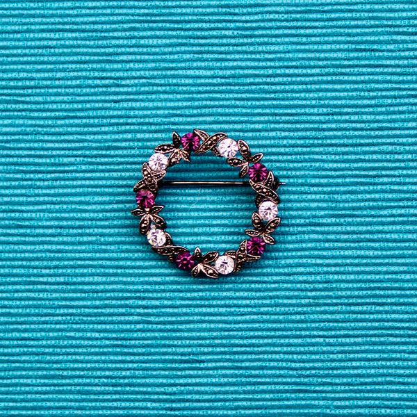 Purple and Silver Wreath Brooch