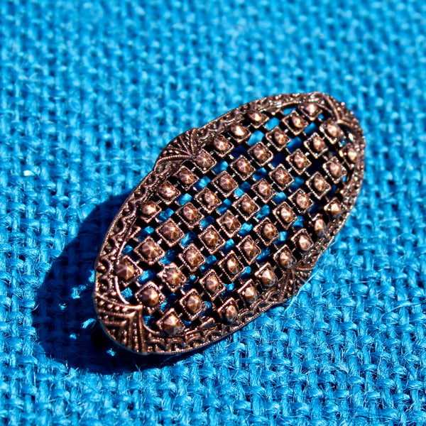 Copper Marcasite Oval Brooch