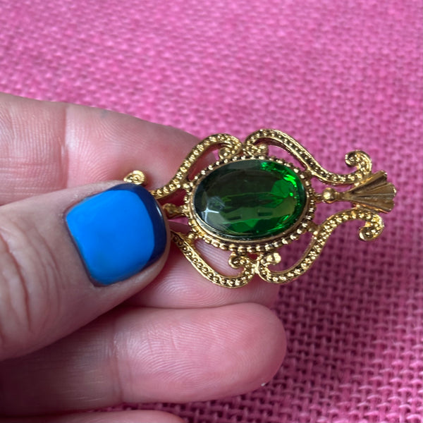 Green Regency Faceted Brooch