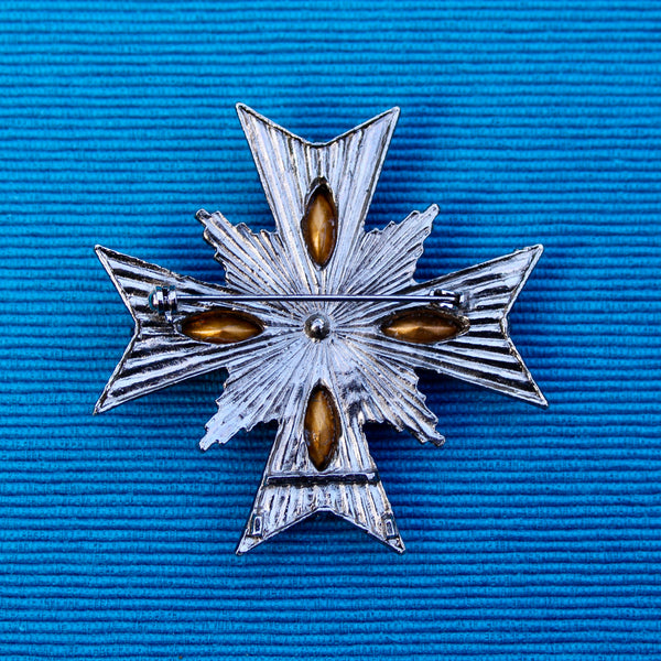 Purple Silver Cross Brooch