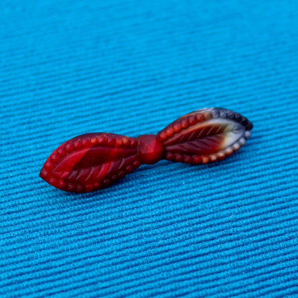 Czech Glass Red Button Bow Brooches