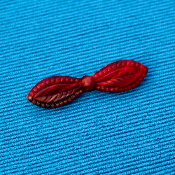 Czech Glass Red Button Bow Brooches