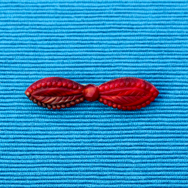 Czech Glass Red Button Bow Brooches