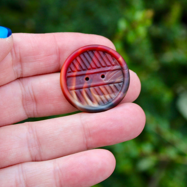 Czech Glass Red Button Bow Brooches