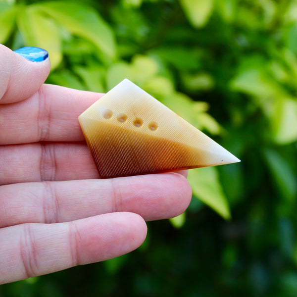 Czech Glass Flat Triangular Pyramid Brooch