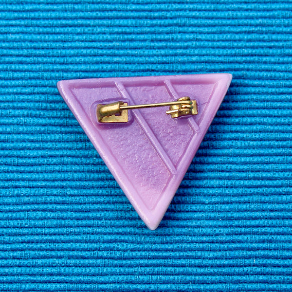 Czech Glass Purple Triangle Brooch