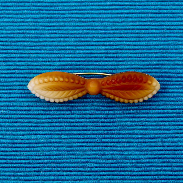 Czech Glass Brown and Caramel Bow Brooches