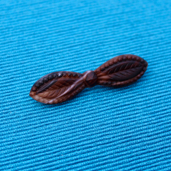 Czech Glass Brown and Caramel Bow Brooches