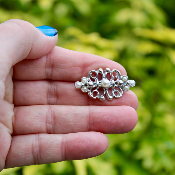 Tiny Silver Pearl Brooch