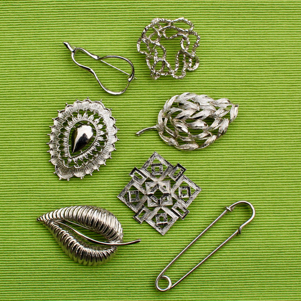 Silver Square Diamond Brooch