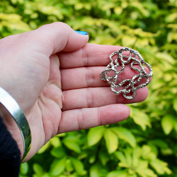 Modernist Silver Abstract String Brooch