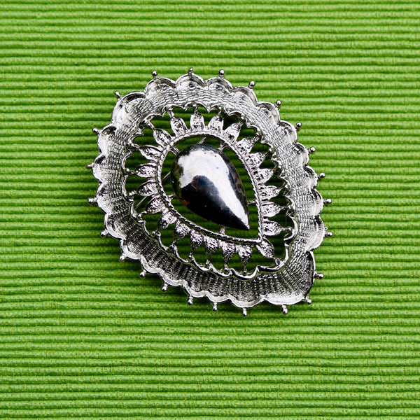 Silver Modernist Lace Leaf Brooch