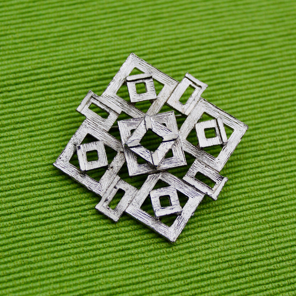 Silver Square Diamond Brooch