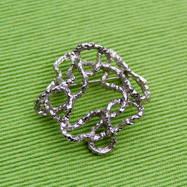 Modernist Silver Abstract String Brooch