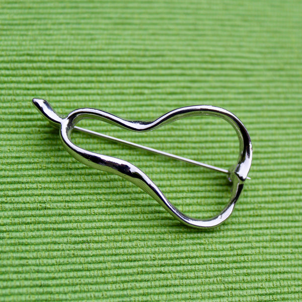 Chrome Pear Brooch