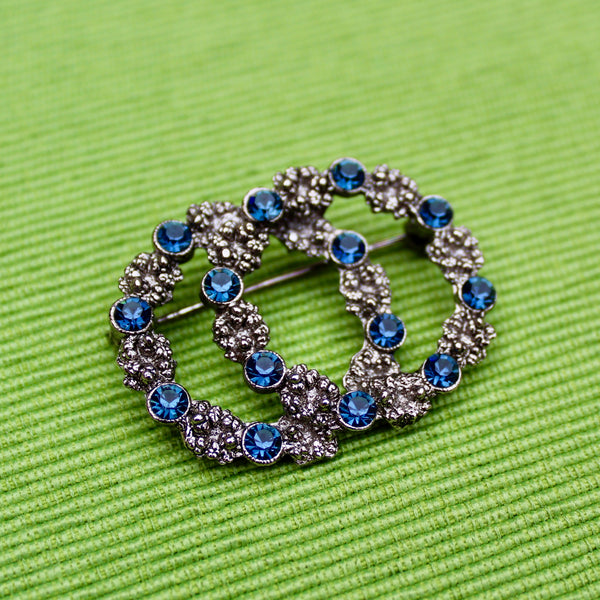 Dark Blue Double Wreath Brooch