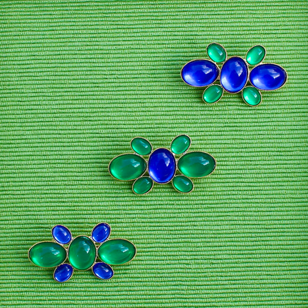 Tiny Blue and Green Cabochon Pins
