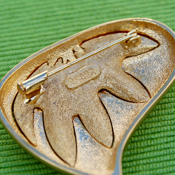 Orena Paris Leaf Brooch in Gold