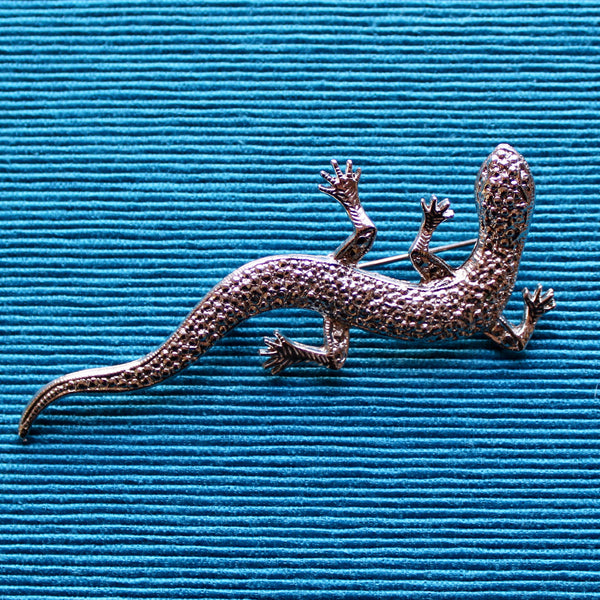 Silver Lizard Brooch
