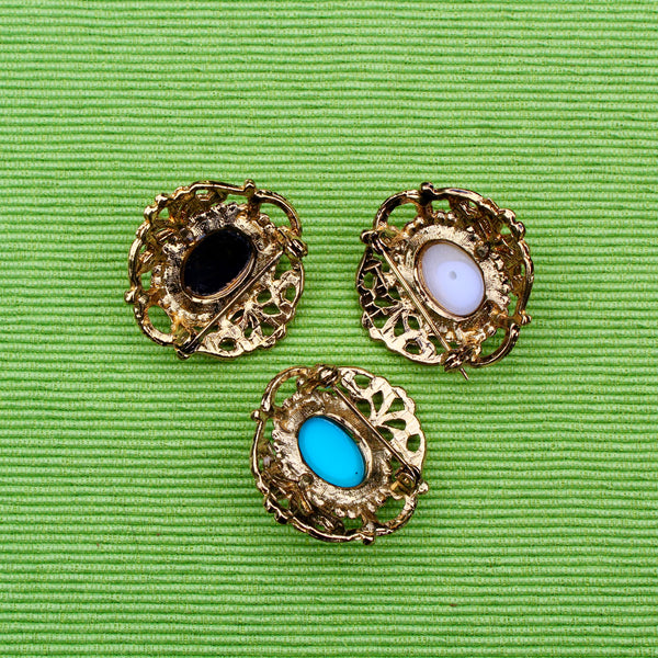 Faux Pearl Jewel Regency Brooch