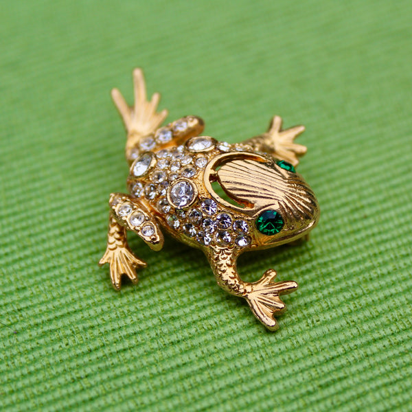 Sparkly Frog Green Eyes Brooch