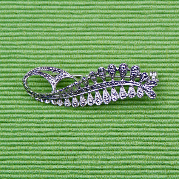 Faux Marcasite Fern Brooch