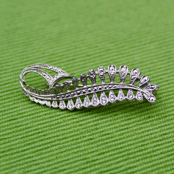 Faux Marcasite Fern Brooch