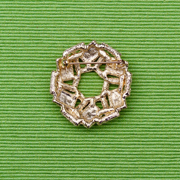 Gold Abstract Rope Wreath Brooch