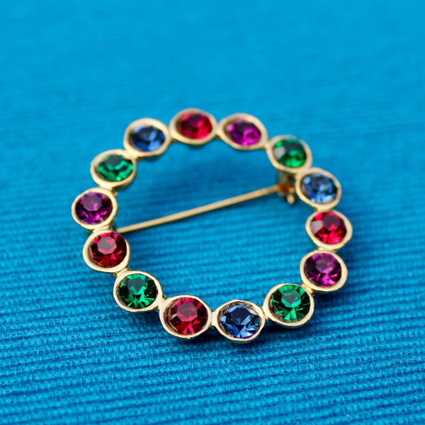 Multi-Colour Wreath Brooch