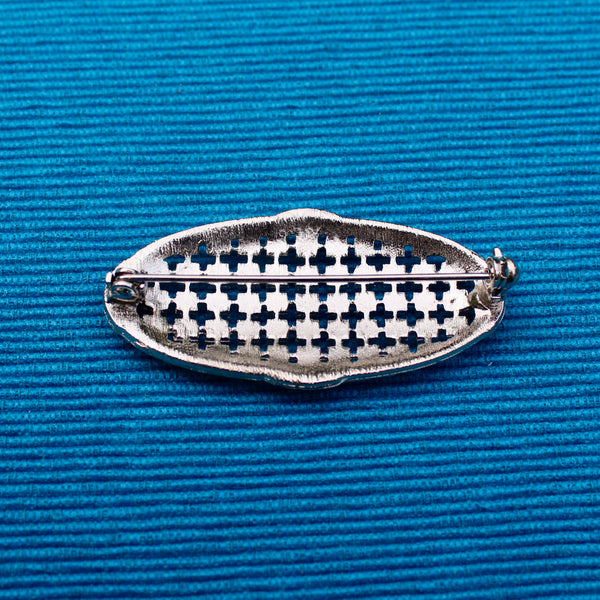 Faux Marcasite Oval Brooch