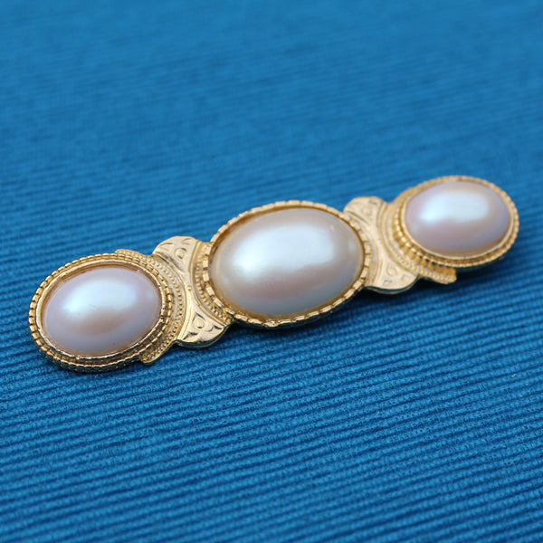 Faux Pearl Trio Brooch