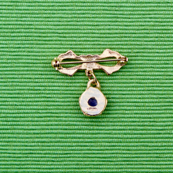 Brown Bow Drop Brooch