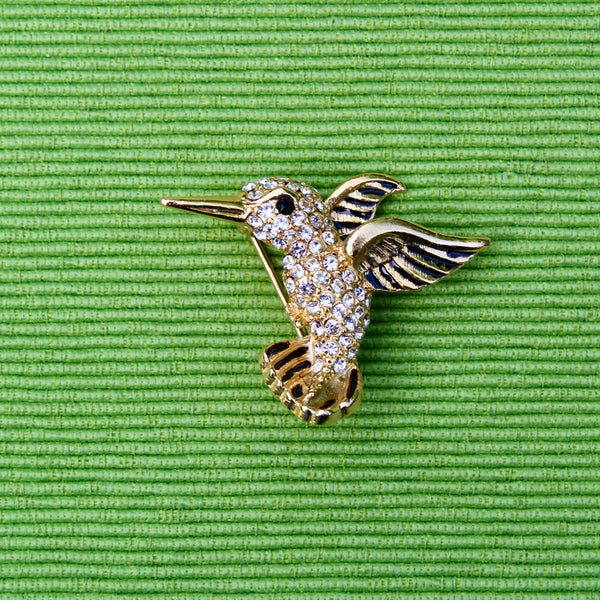Gold and Black Hummingbird Brooch