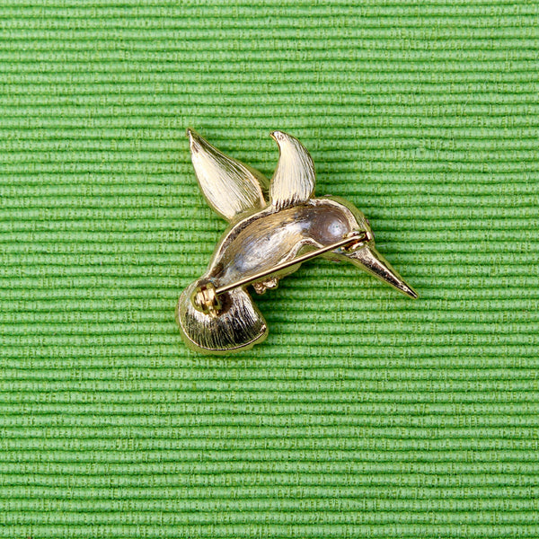 Gold and Black Hummingbird Brooch
