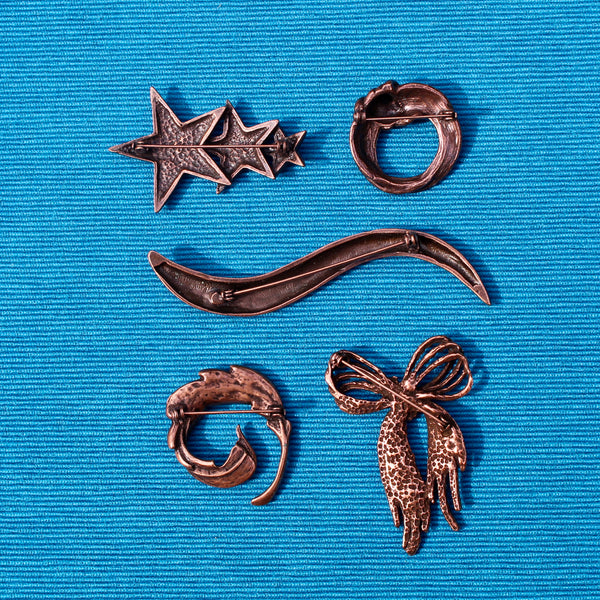 Modernist Copper Worm Brooch
