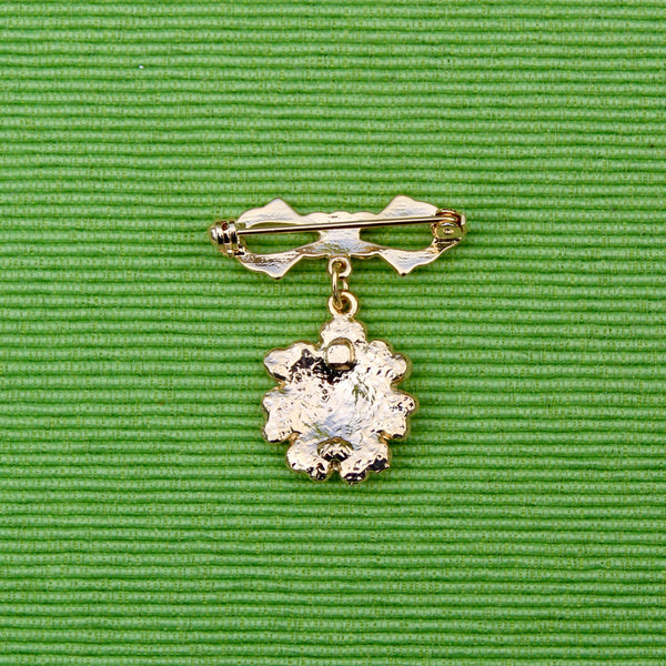White Flower Bow Drop Brooch