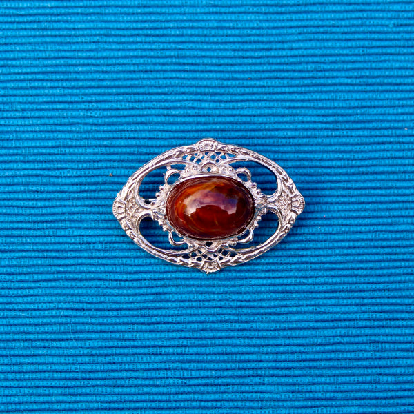 Gothic Oval Brown Brooch