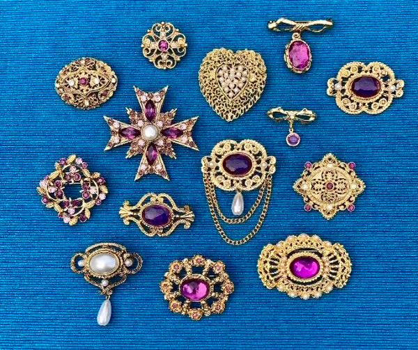 Tiny Purple with Pearls Brooch