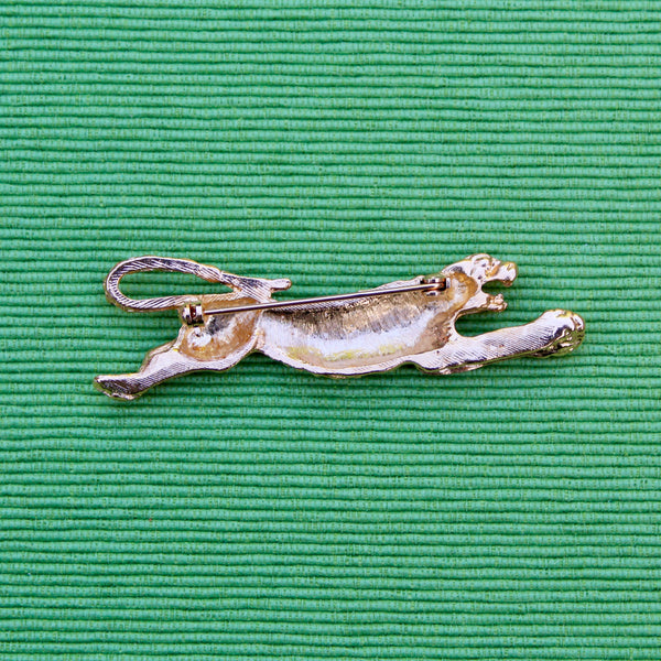 Running Enamel Tiger with Rhinestone Eye Brooch