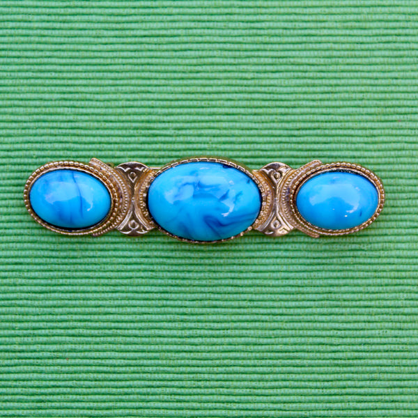 Faux Turquoise  Trio Brooch