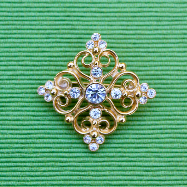 Square Gold Gothic Brooch