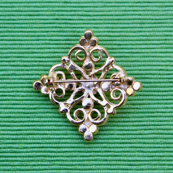 Square Gold Gothic Brooch