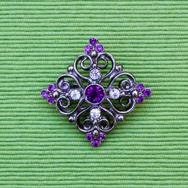 Square Silver Gothic Brooch