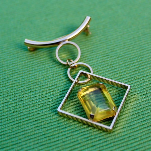 Modernist Yellow Drop Brooch