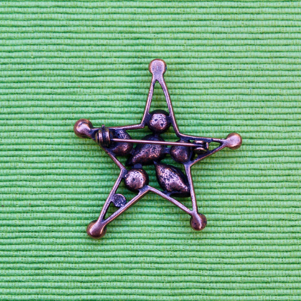 Copper Enamel Star Brooch