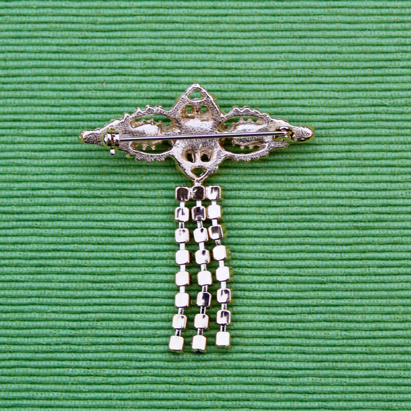 Black Tuxedo Collar Bow Drop Brooch