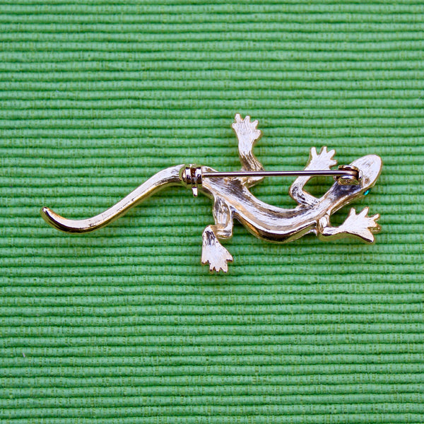 Tiny Rhinestone Lizard Brooch