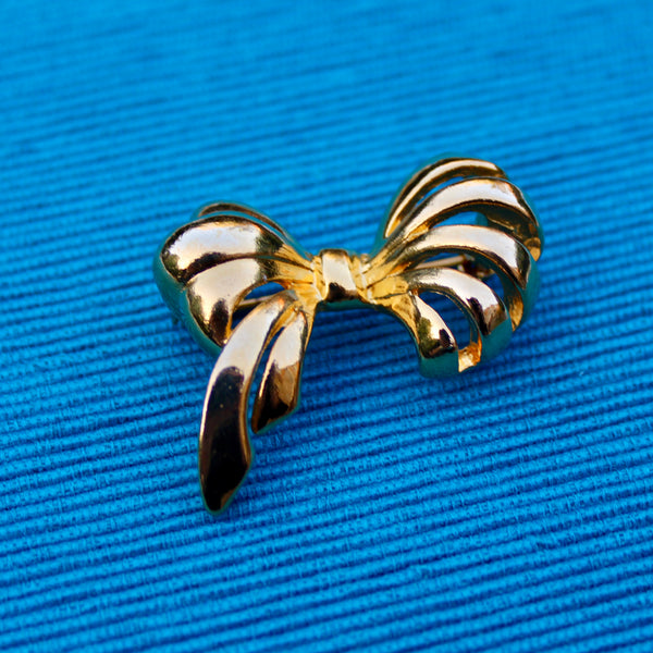 Gold Bow Brooch