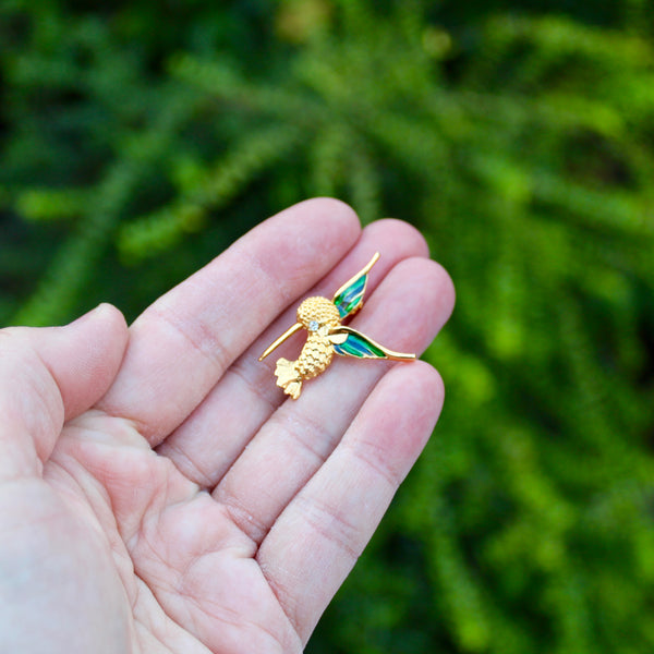 Tiny Hummingbird Brooch